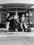 Three Excited Boys Running Out of School Photographic Print by H. Armstrong Roberts