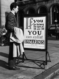 Young Man Reading Us Marines Recruitment Post Photographic Print by H. Armstrong Roberts