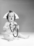 Baby Wearing Nurse's Hat and Stethoscope Photographie par H. Armstrong Roberts