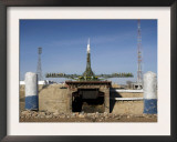 Soyuz Rocket Is Erected into Position at the Launch Pad at Baikonur Cosmodrome in Kazakhstan Posters by Stocktrek Images 