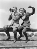 Smiling Equestrian Couple Both Are Wearing Jodhpurs Photographic Print by H. Armstrong Roberts