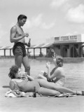 Family Drinking Poolside Pool Alcohol Beer Couple Photographic Print by H. Armstrong Roberts