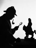 Silhouette of Man Wearing Deerstalker, Dressed As Sherlock Holmes Photographie par H. Armstrong Roberts