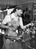 Woman Defense Worker Operating Machinery Photographic Print by George Marks