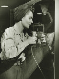 Woman Working With Electric Drill in Factory Photographic Print by George Marks
