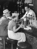Couple at Counter of Ice Cream Parlor Photographic Print by George Marks