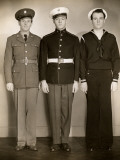 Ww Ii Us Army, Marine and Navy Men in Uniform Photographic Print by George Marks