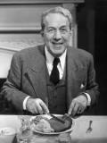 Man Eating Steak Dinner at Home Photographic Print by George Marks
