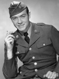 Army Soldier Smoking Cigarette Photographic Print by George Marks