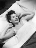 Woman in Lace Night Gown in Bed Photographic Print by George Marks