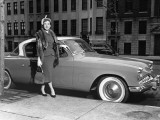 Woman Standing Next To Studebaker Photographic Print by George Marks