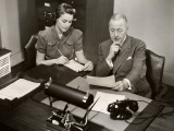 Two People Inside Office at Meeting Photographic Print by George Marks