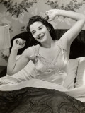 Woman With Lace Night Gown in Her Bed Photographic Print by George Marks