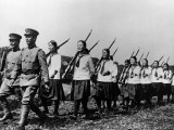 Schoolgirl Soldiers Photographic Print