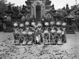 Group of Sixteen Female Dancers Posing in Two Rows in Front of Balinese Temple, Indonesia Photographic Print by Charles Phelps Cushing