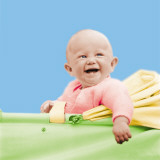 Smiling Baby in a Baby Carriage Lámina fotográfica