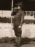 Man in Uniform Playing Bugle Photographic Print
