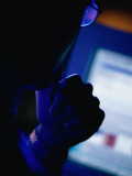 Man Looking at Computer Screen Photographic Print