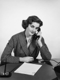 Woman Using Phone Photographic Print
