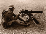 Soldier Aiming Machine Gun Photographic Print