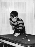 Boy Playing Pool Photographic Print