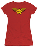 Juniors: DC-Wonder Woman Logo Distressed Shirt