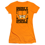 Juniors: Garfield-Don't Know Don't Care T-Shirt