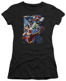 Juniors: Justice League America-Galactic Attack Color T-shirts