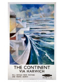 The Continent via Harwich, BR (ER), c.1958 Poster by B. Myers