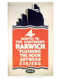 Four Routes to the Continent, LNER, c.1923-1947 Prints by Frank Newbould