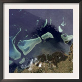 Deep Green Forest on Land and the Delicate Turquoise Coral Reef in the Ocean of Viti Levu, Fiji Posters