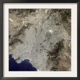 True-Color Satellite View of Central Athens, Greece Prints