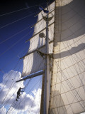 Crew Member Climbing Mast of the Star Clipper, Caribbean Photographic Print by Dave Bartruff