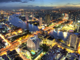 Cityscape at Dusk, Bangkok, Thailand Fotografisk tryk Cityscape at Dusk, Bangkok, Thailand Fotografisk tryk
