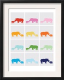 Rainbow Grey Rhinos Posters by  Avalisa