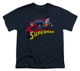 Youth: Superman - Flying Over Logo Distressed T-shirts