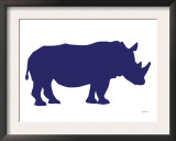 Navy Rhino Print by  Avalisa