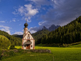 Church Called Rainui in Valley in the Italian Dolomites, Val Di Funes, Italy Photographic Print by Bill Bachmann