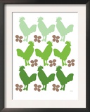 Green Chicken Family Art by  Avalisa