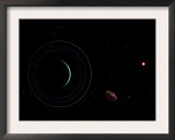 Uranus and Most of its Nine Major Rings Along with the Distant Sun and an Inner Satellite Prints