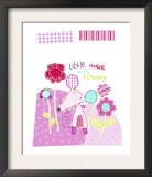 Pink Mouse with Flowers Prints