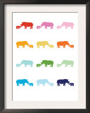 Rainbow Rhinos Prints by  Avalisa