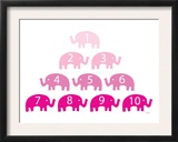 Pink Counting Elephants Poster by  Avalisa