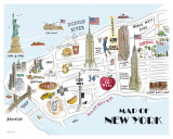 Map of New York Prints by Alice Tait