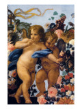 Cherubs with Garland of Flowers, Detail Giclee-tryk i høj kvalitet af Carlo Maratta Cherubs with Garland of Flowers, Detail Giclee-tryk i høj kvalitet af Carlo Maratta