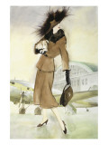 Lady at Airport Premium Giclee Print by Graham Reynold