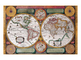 Antique Map, Terre Universelle, 1594 Giclee Print by Petro Plancio