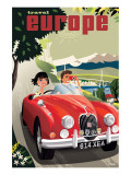 Travel Europe, Red Jaguar Lámina giclée por Michael Crampton