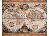 Antique Map, Geographica, Ca. 1630 Premium Giclee Print by Henricus Hondius