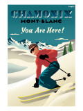 Mont Blanc, Chamonix, You Are Here! Impressão giclée premium por Michael Crampton Mont Blanc, Chamonix, You Are Here! Impressão giclée premium por Michael Crampton